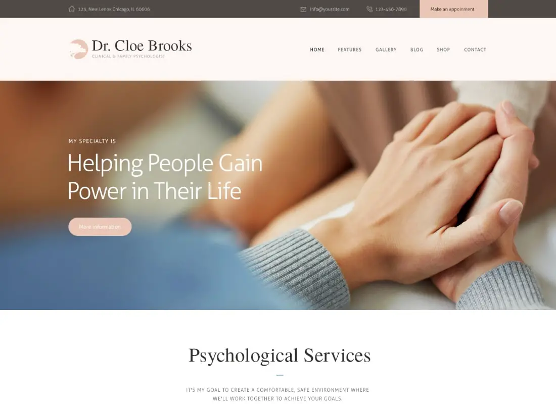 Cloe Brooks | Thème WordPress psychologie, counseling et médical + RTL