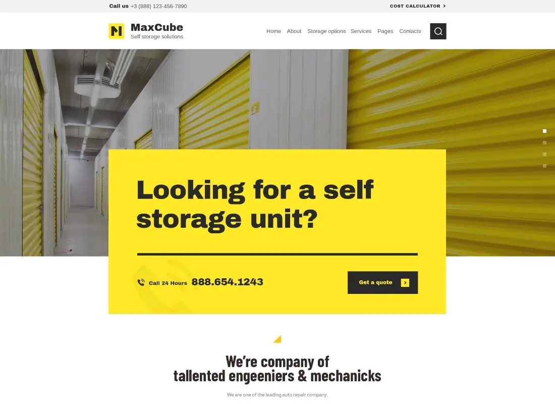 MaxCube | Self Storage Business WordPress Theme