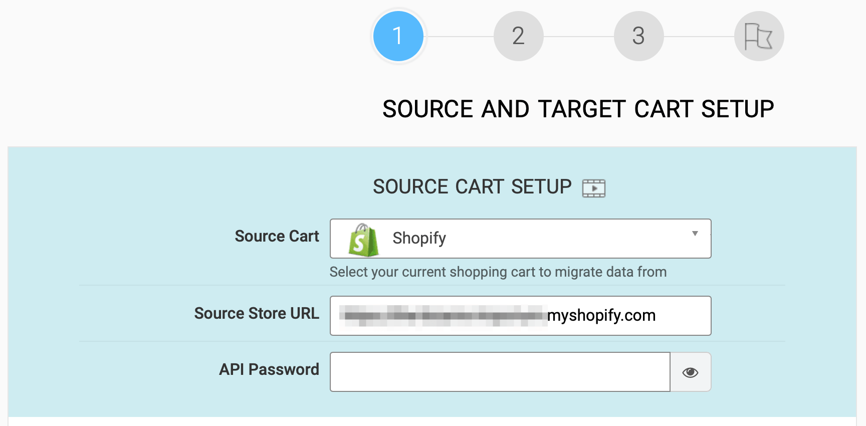 Page de configuration du panier de Cart2Cart pour vous aider à migrer Shopify vers WooCommerce