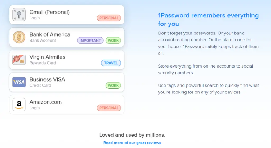Image illustrant 1Password, un outil de sécurité WordPress qui vous aide à gérer les mots de passe. 