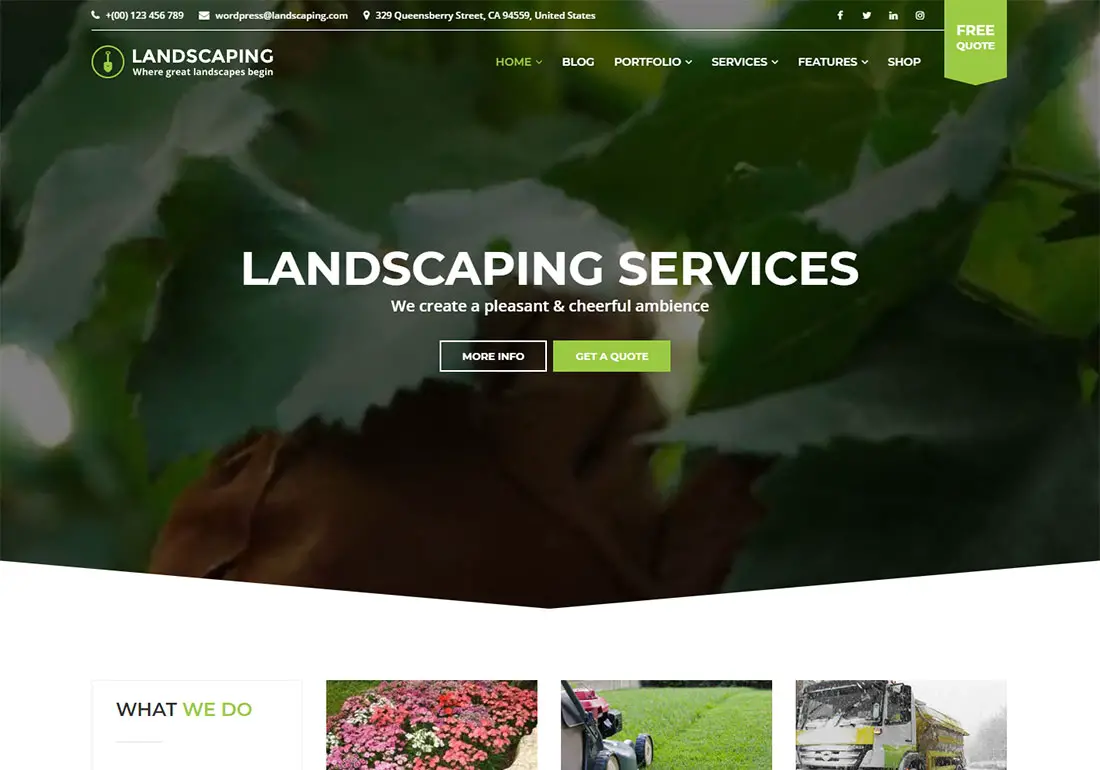 Modèle de site Web d'aménagement paysager WP Landscaping
