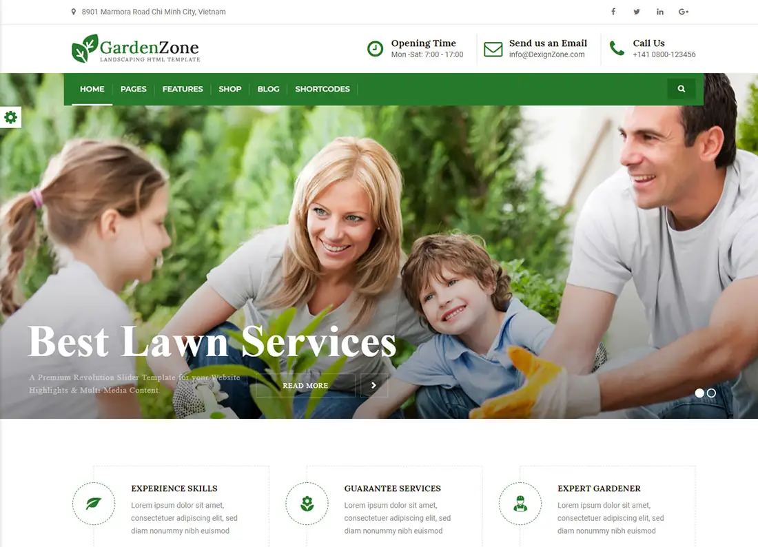 Modèle de site Web d'aménagement paysager de Garden Zone