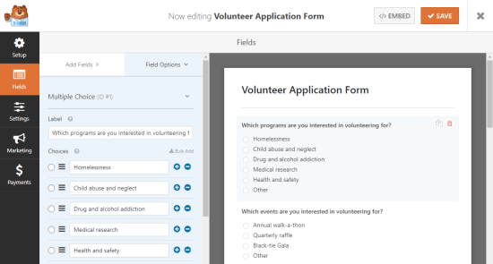 Modification de votre demande de bénévolat pourModifier votre formulaire de demande de bénévolat