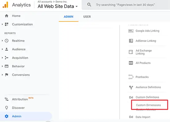 Configuration de dimensions personnalisées dans Google Analytics