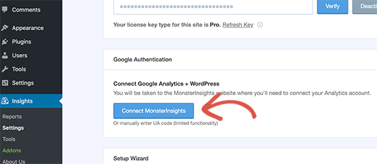 Connectez MonsterInsights à Google Analytics