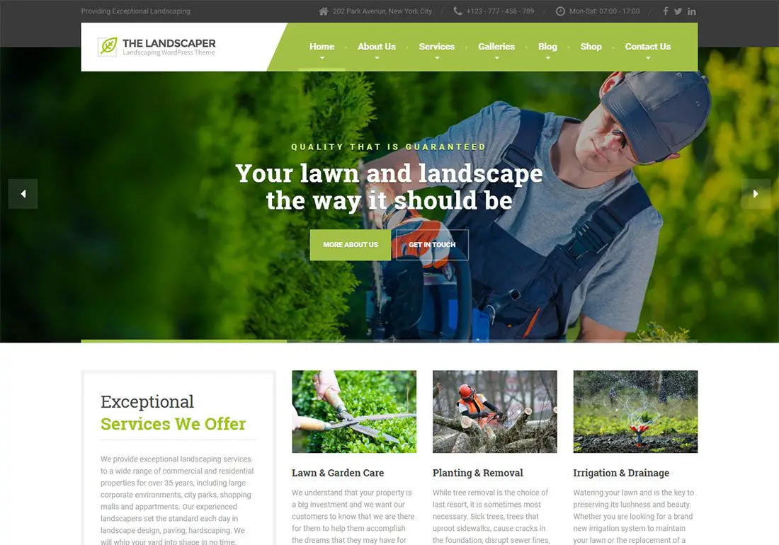 Le modèle de site Web d'aménagement paysager