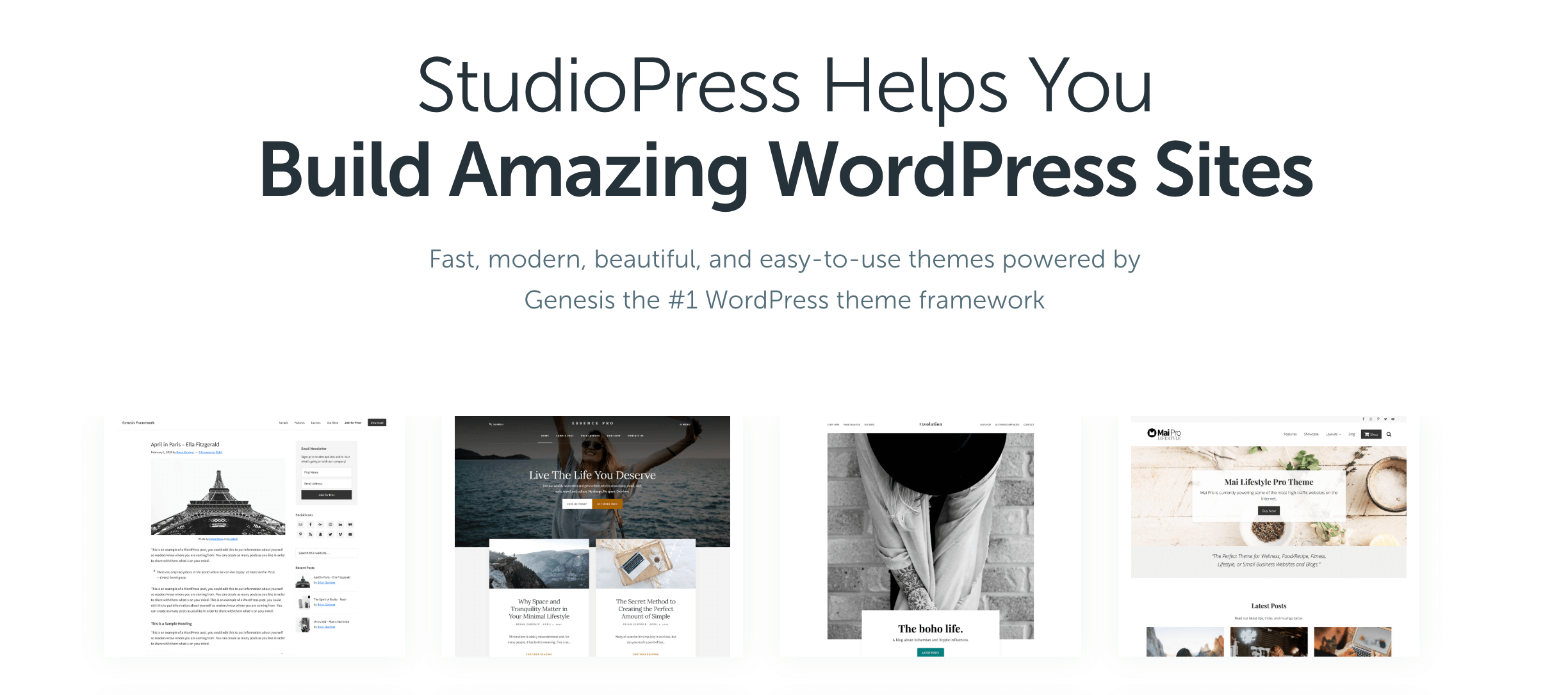 La page d'accueil de StudioPress.