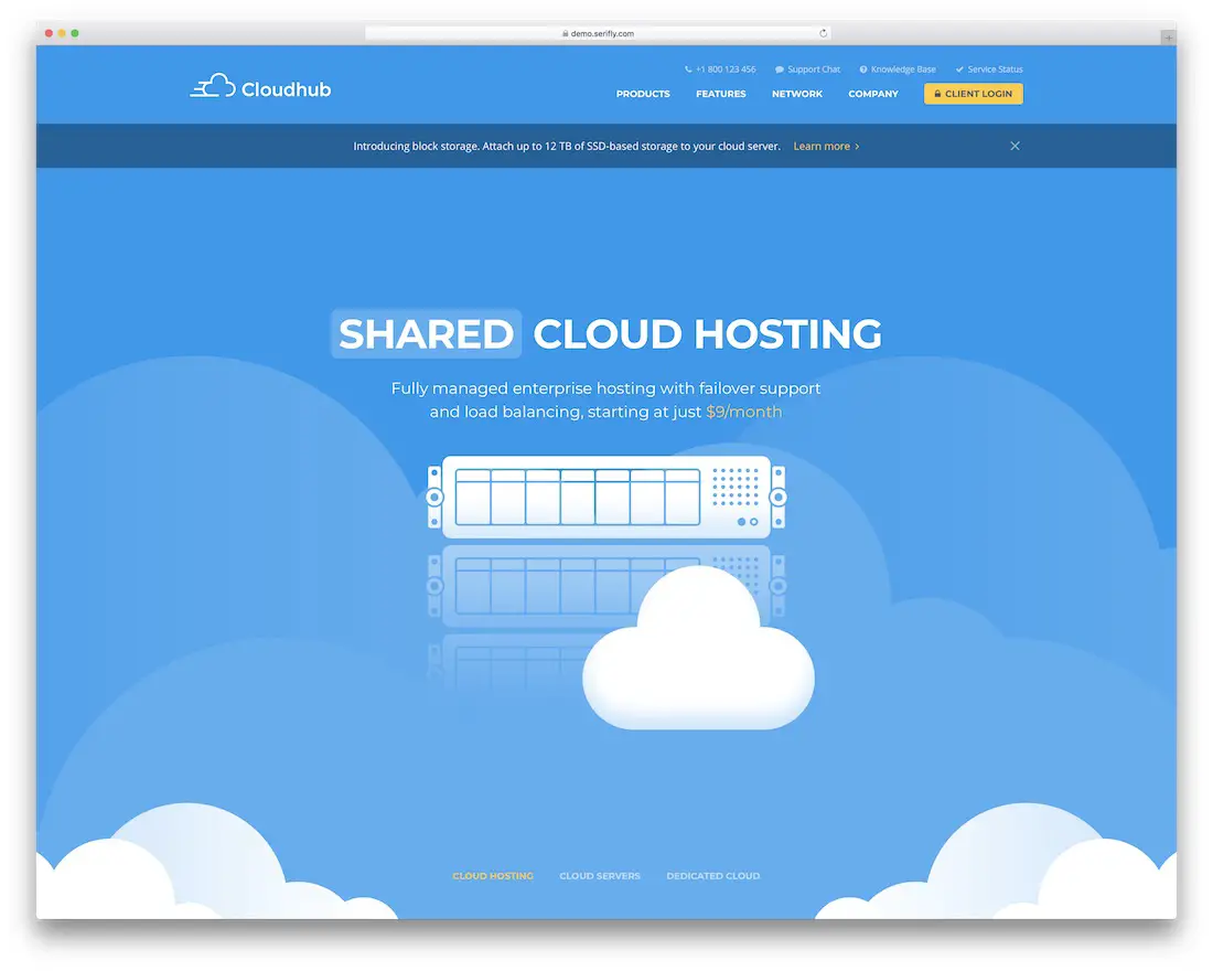modèle de site web d'hébergement cloudhub
