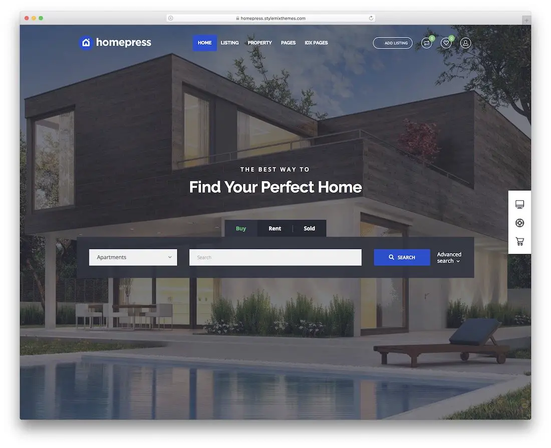 modèle de site Web immobilier homepress