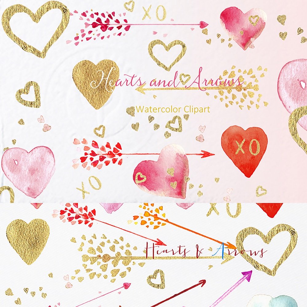 Coeurs et flèches Saint Valentin Clipart 