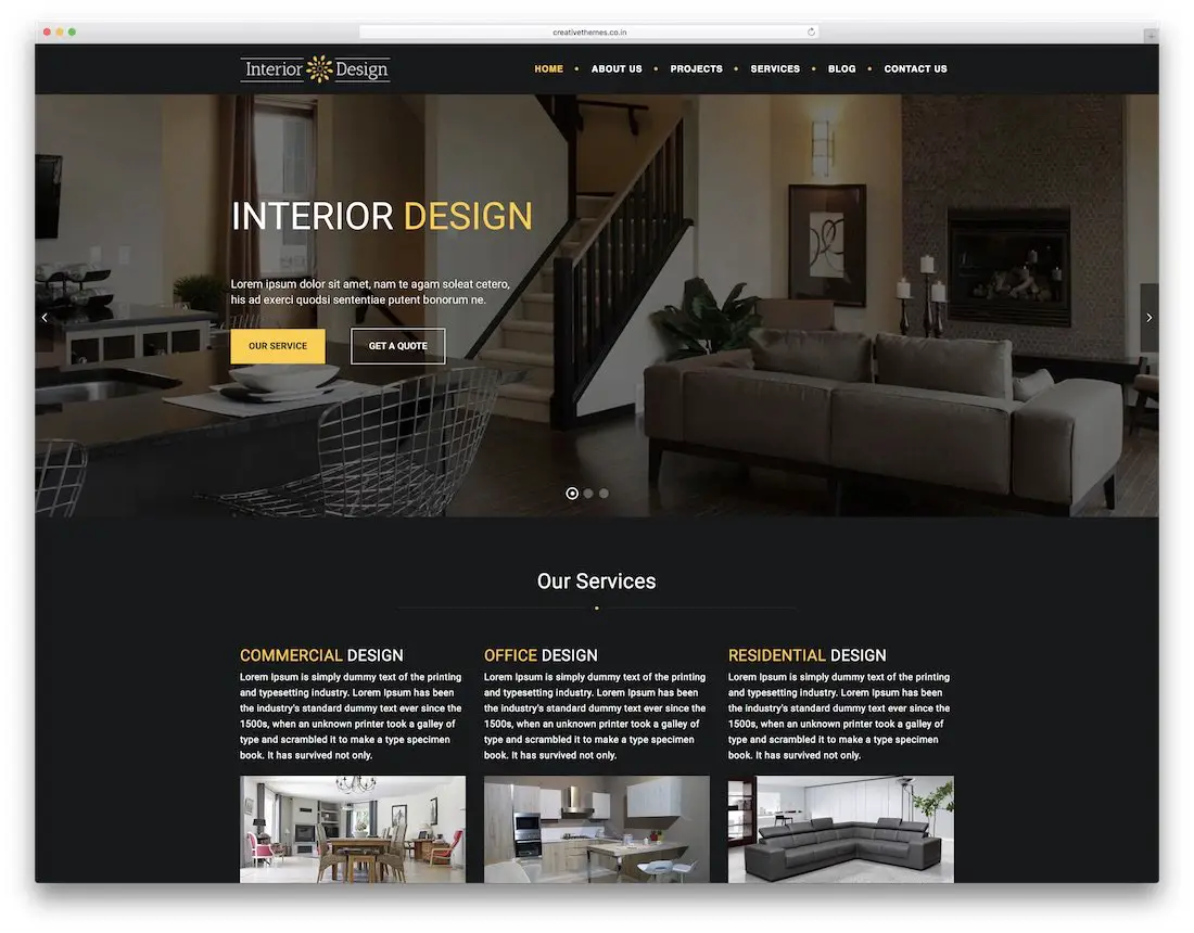 modèle de site web de design d'intérieur studio ux