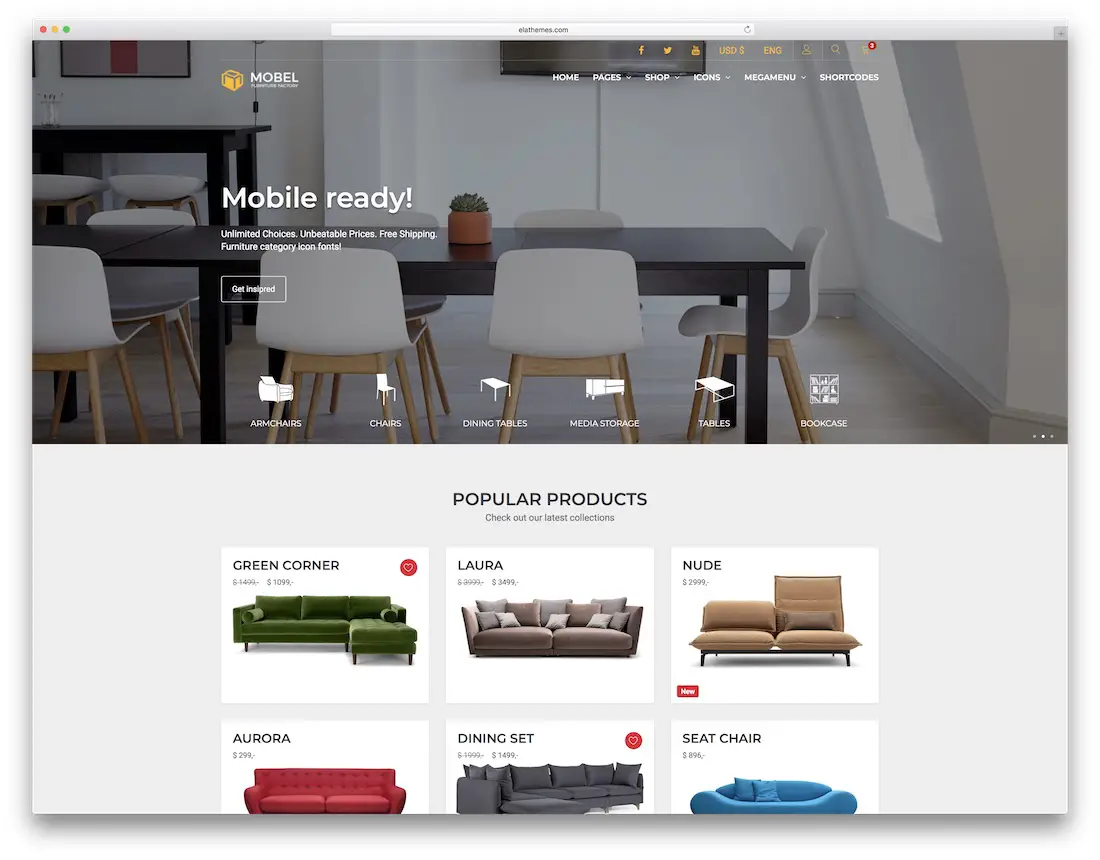 modèle de site Web de design d'intérieur mobel