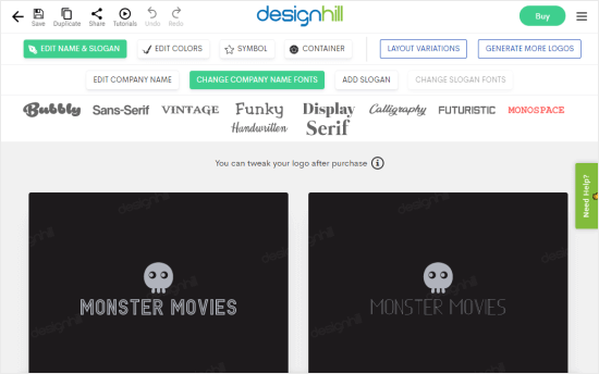 Logos créés avec Designhill pour Monster Movies