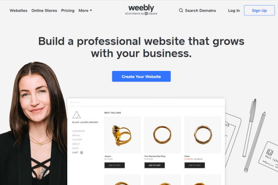 Site Web de la plateforme eCommere de Weebly