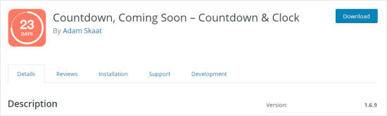 La page du plugin Countdown Builder