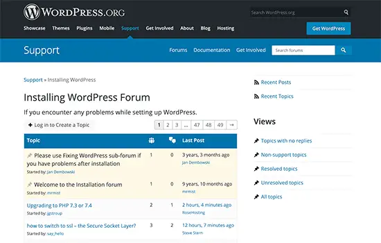 Forums de support WordPress