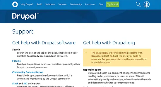 Support de la communauté Drupal