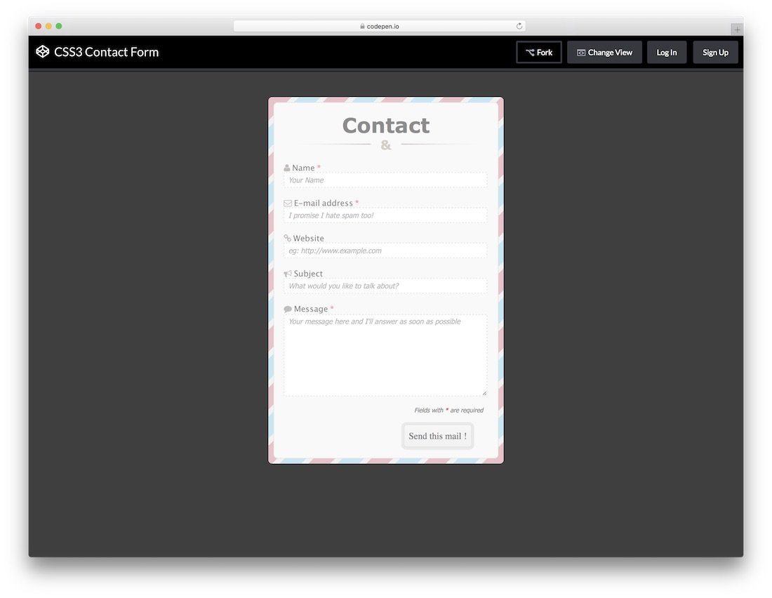 Modèle de formulaire de contact CSS3