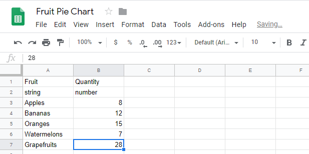 Ajout de chaînes à notre feuille de calcul Google.