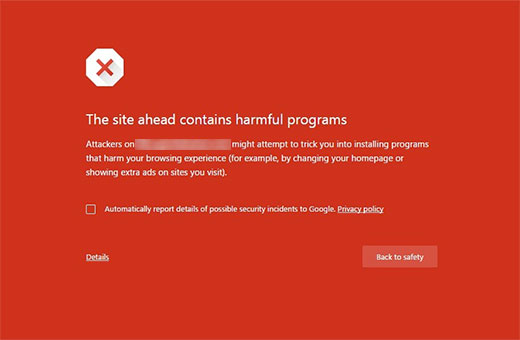 Erreur de programmes nuisibles dans Google Chrome