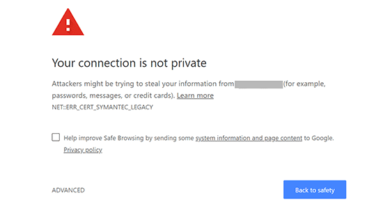 Votre connexion n'est pas privée