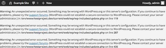 Erreur de connexion sécurisée dans WordPress