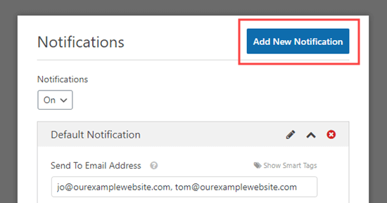 Cliquez sur & # 039; Ajouter une nouvelle notification & # 039; bouton pour créer une nouvelle notification