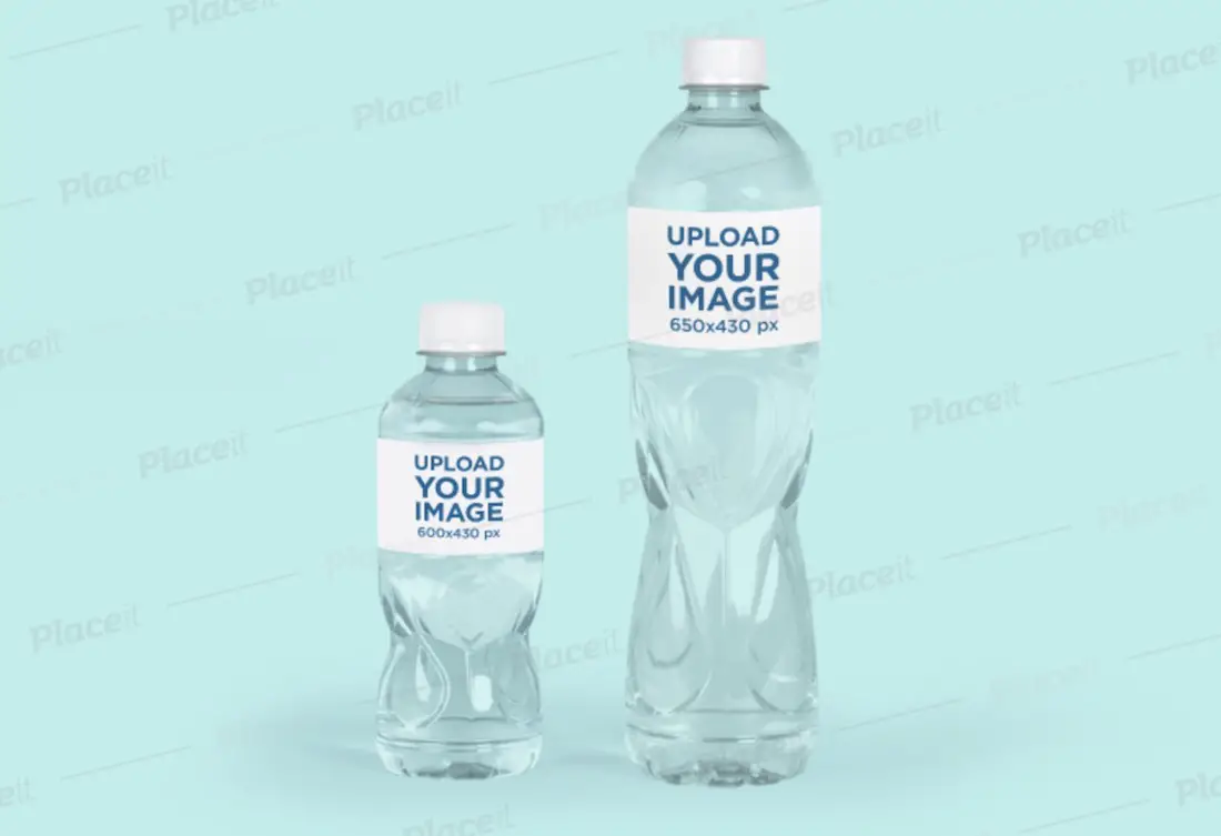 maquette avec deux tailles différentes de bouteilles d'eau