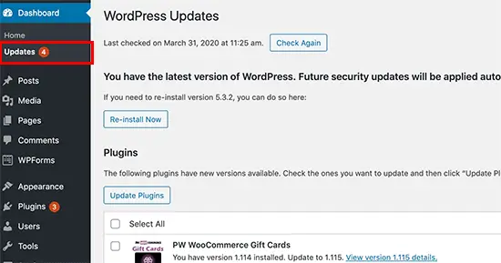 Mises à jour WordPress