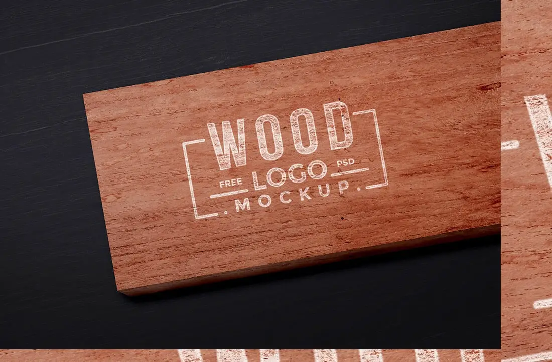 wood logo mockup psd