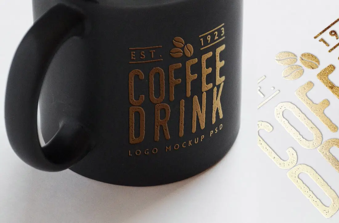 free logo mockup on paper and coffee cup