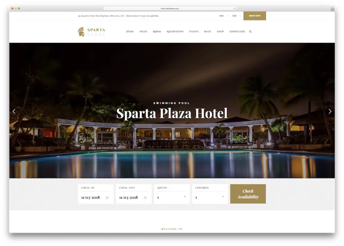modèle de site Web d'hôtel sparta html5