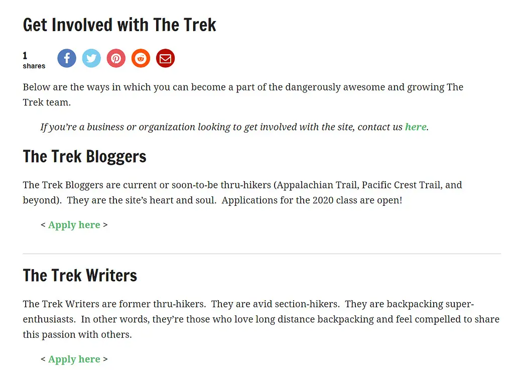 les exemples de contenu généré par l'utilisateur de trek 