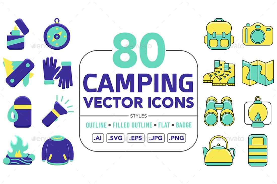 icônes vectorielles de camping