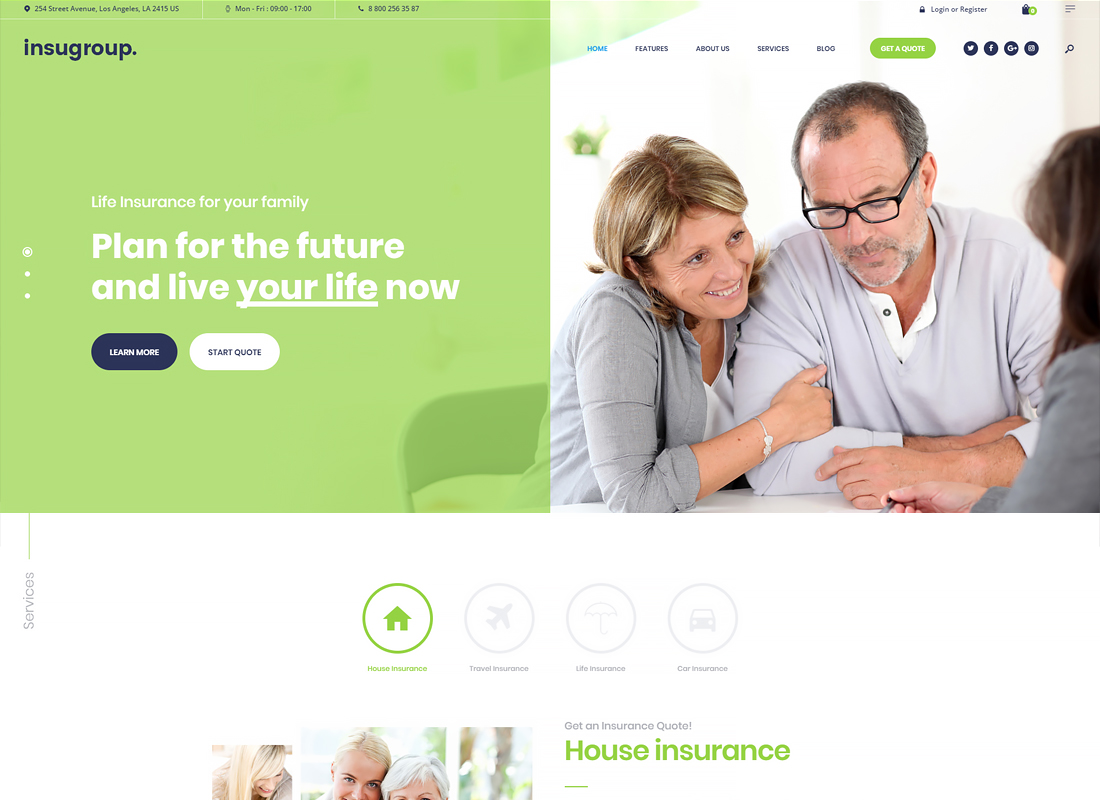 Insugroup - Un thème WordPress pour les assurances et les finances propres