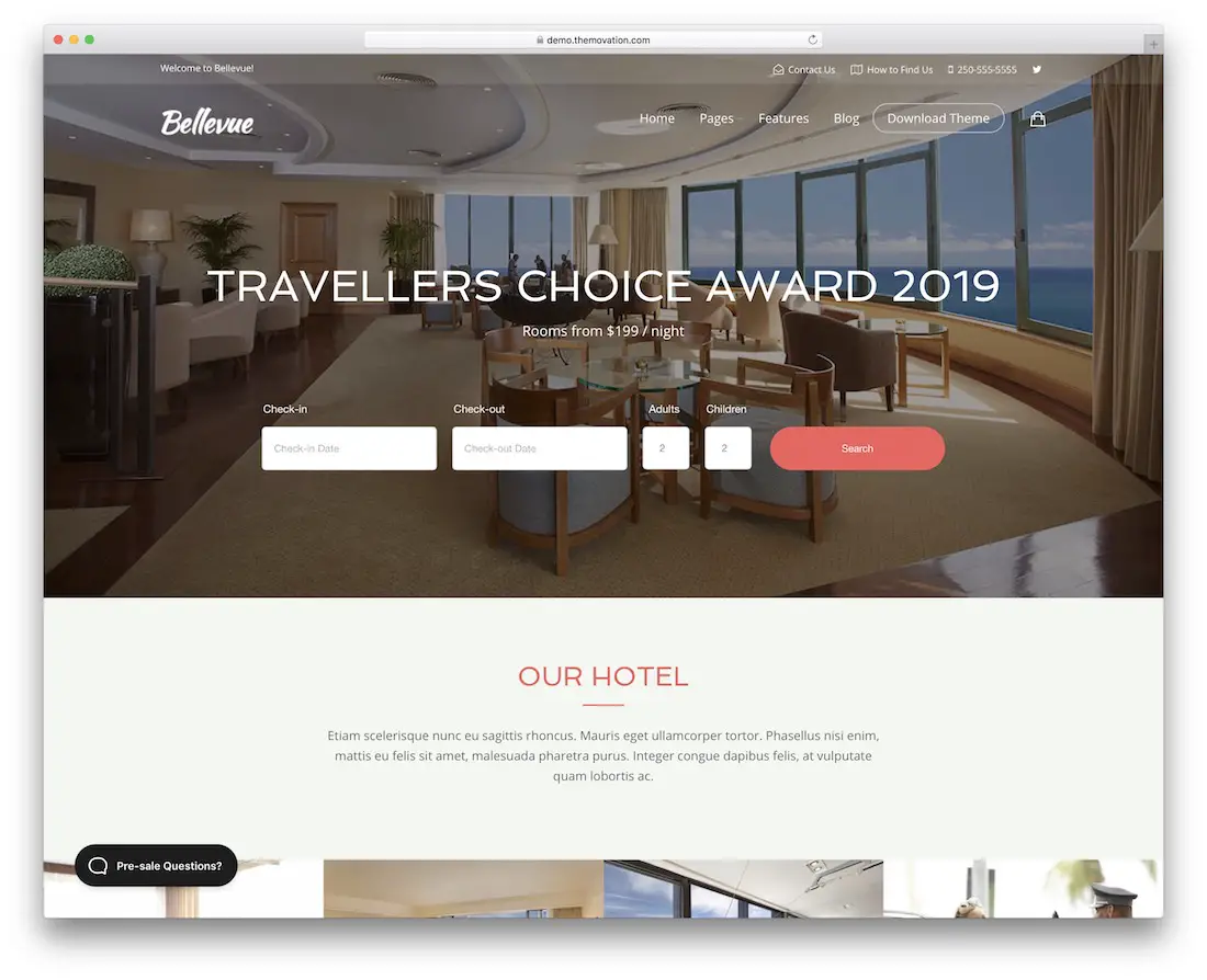 modèle de site web hôtel bellevue