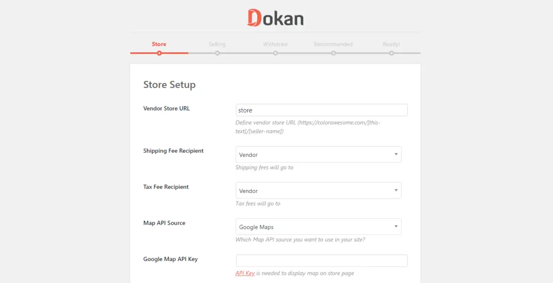 Dokan - Page de configuration de la meilleure solution de marché multifournisseur WooCommerce