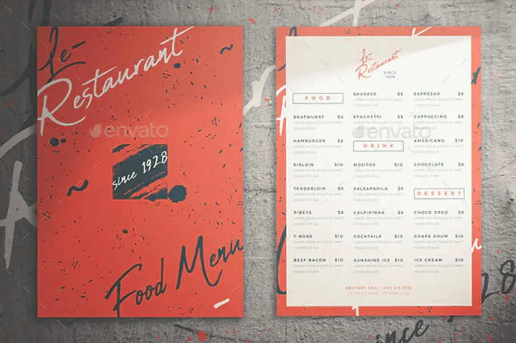 Top 20 des maquettes de menu de restaurant pour d'excellentes conceptions 9
