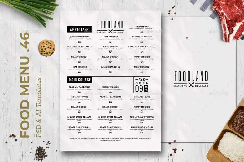 Top 20 des maquettes de menu de restaurant pour d'excellentes conceptions 21