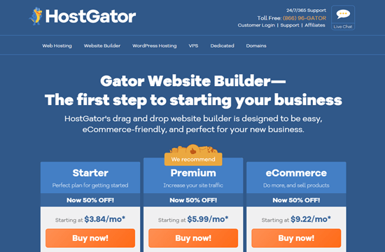 Page d'accueil du constructeur de sites Web Gator