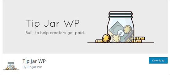 Le plugin Tip Jar WP sur le site WordPress