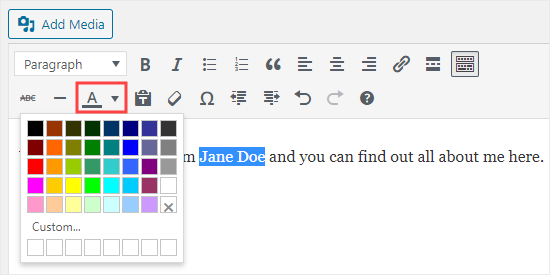 Utilisez le bouton de couleur du texte dans l'éditeur classique