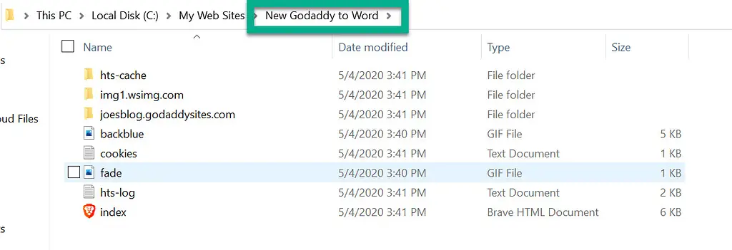emplacement des fichiers - GoDaddy Website Builder to WordPress