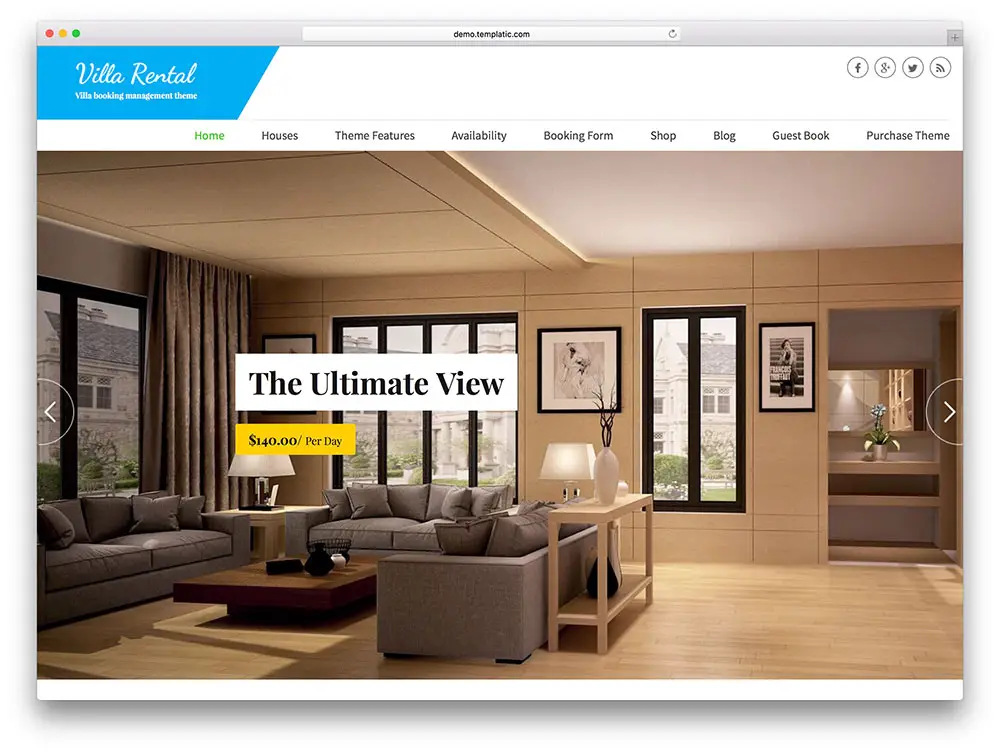 villa rental - luxury WordPress theme