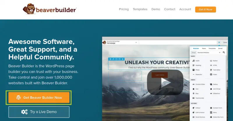 Le site Web de Beaver Builder.