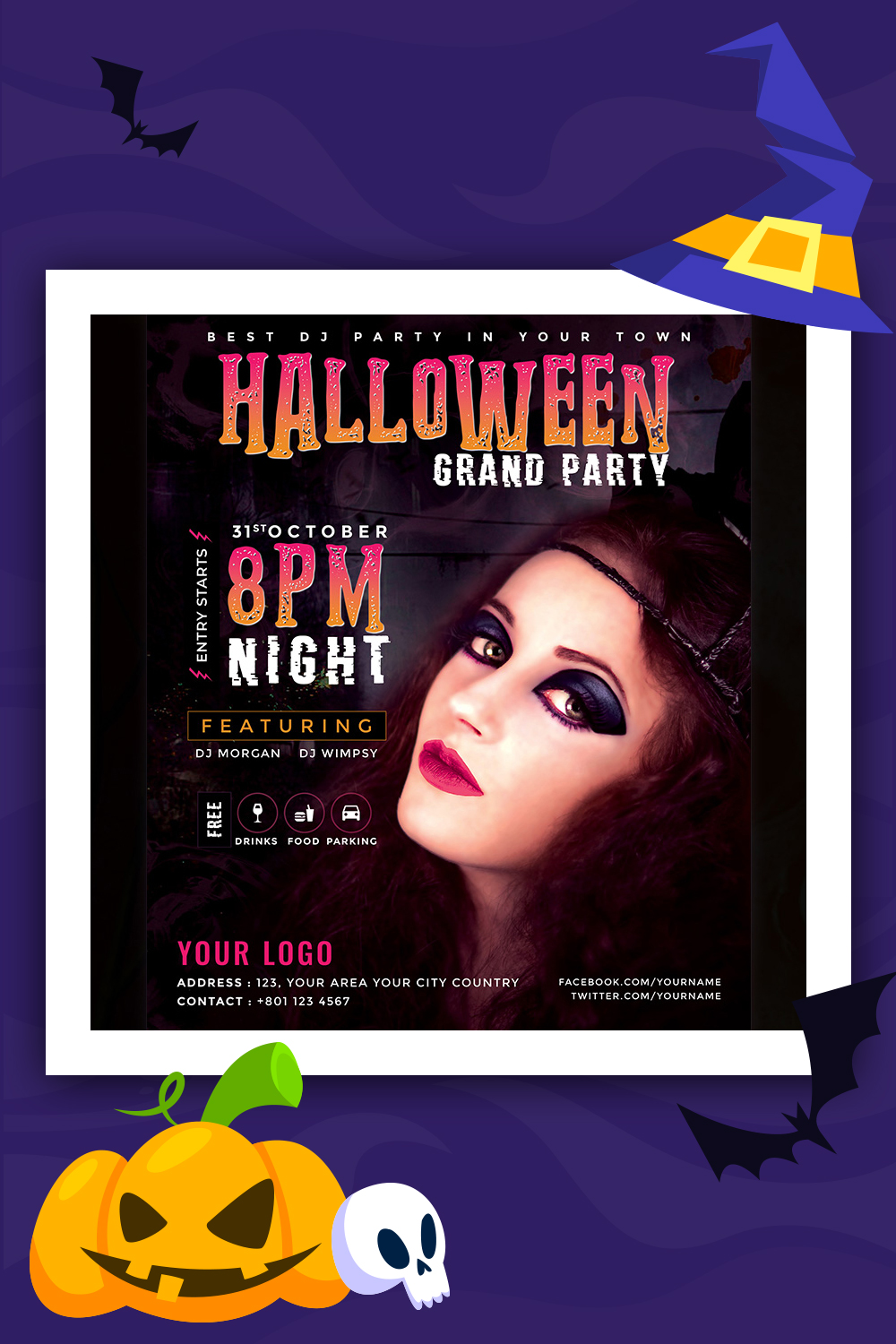Modèle d'identité d'entreprise Halloween Grand Party Flyer