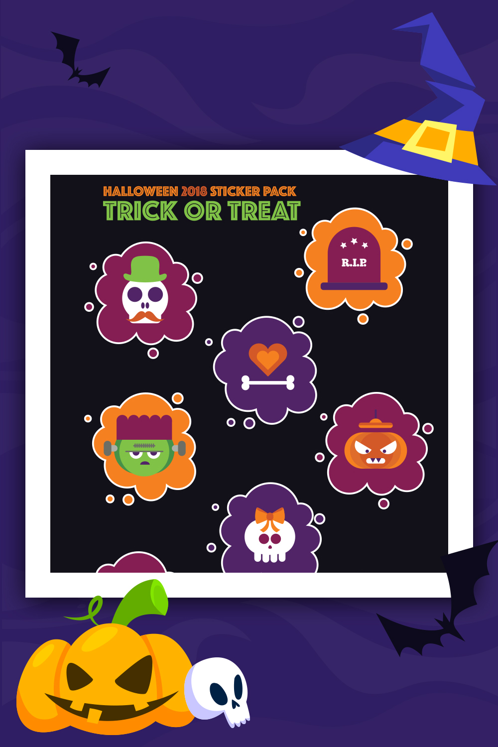 Pack d'autocollants d'Halloween: Trick or Treat Illustration