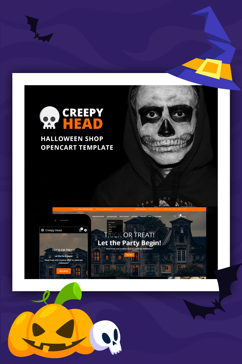 Tête effrayante - Modèle OpenCart de la boutique Halloween