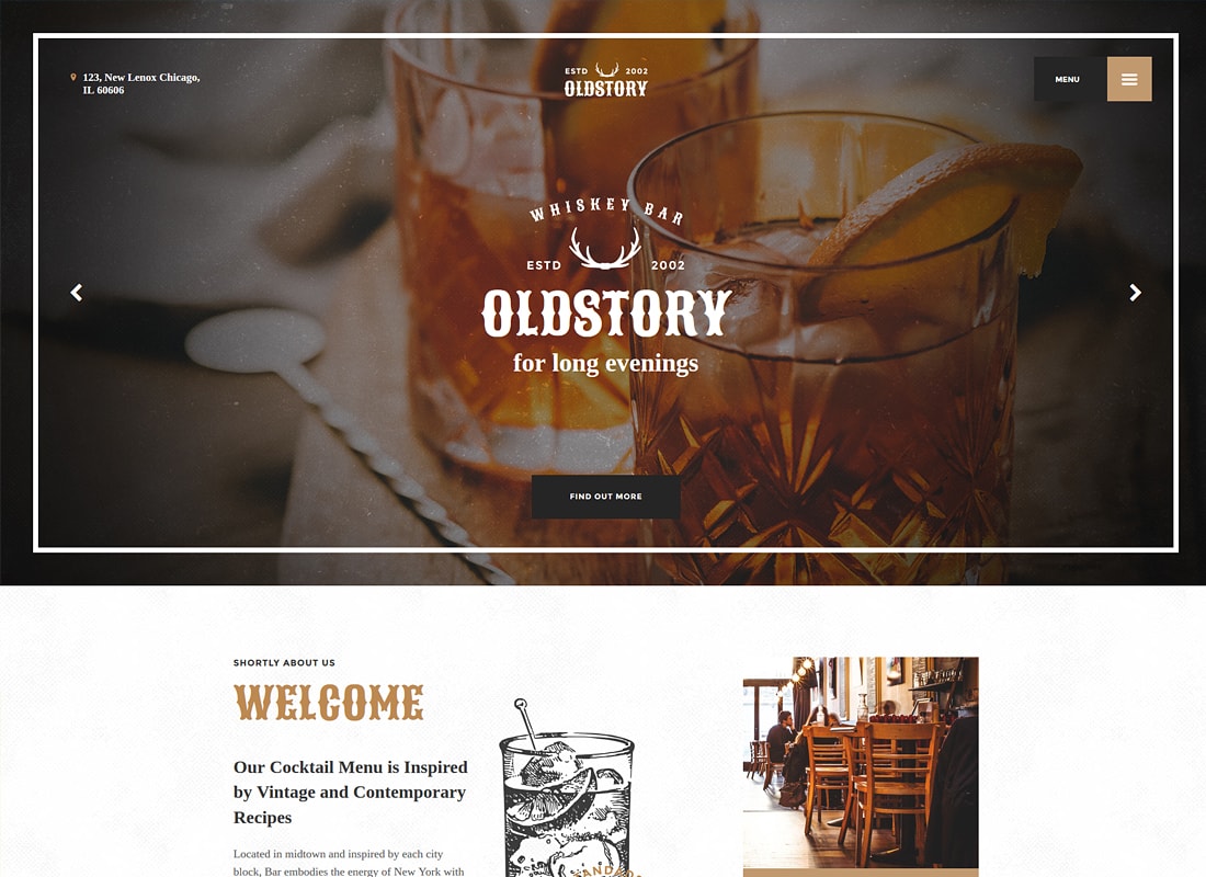 OldStory - Bar à whisky | Pub | Modèle de site de restaurant