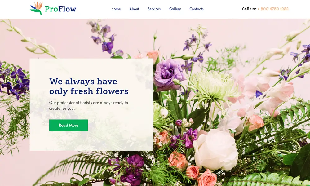 ProFlow - Thème WordPress pour fleuriste contemporain et minimaliste